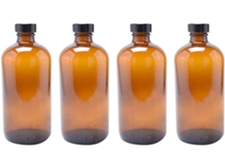 Conjunto De 4-garrafas Vidro Marrom 500ml Com Tampa Para Cozinha