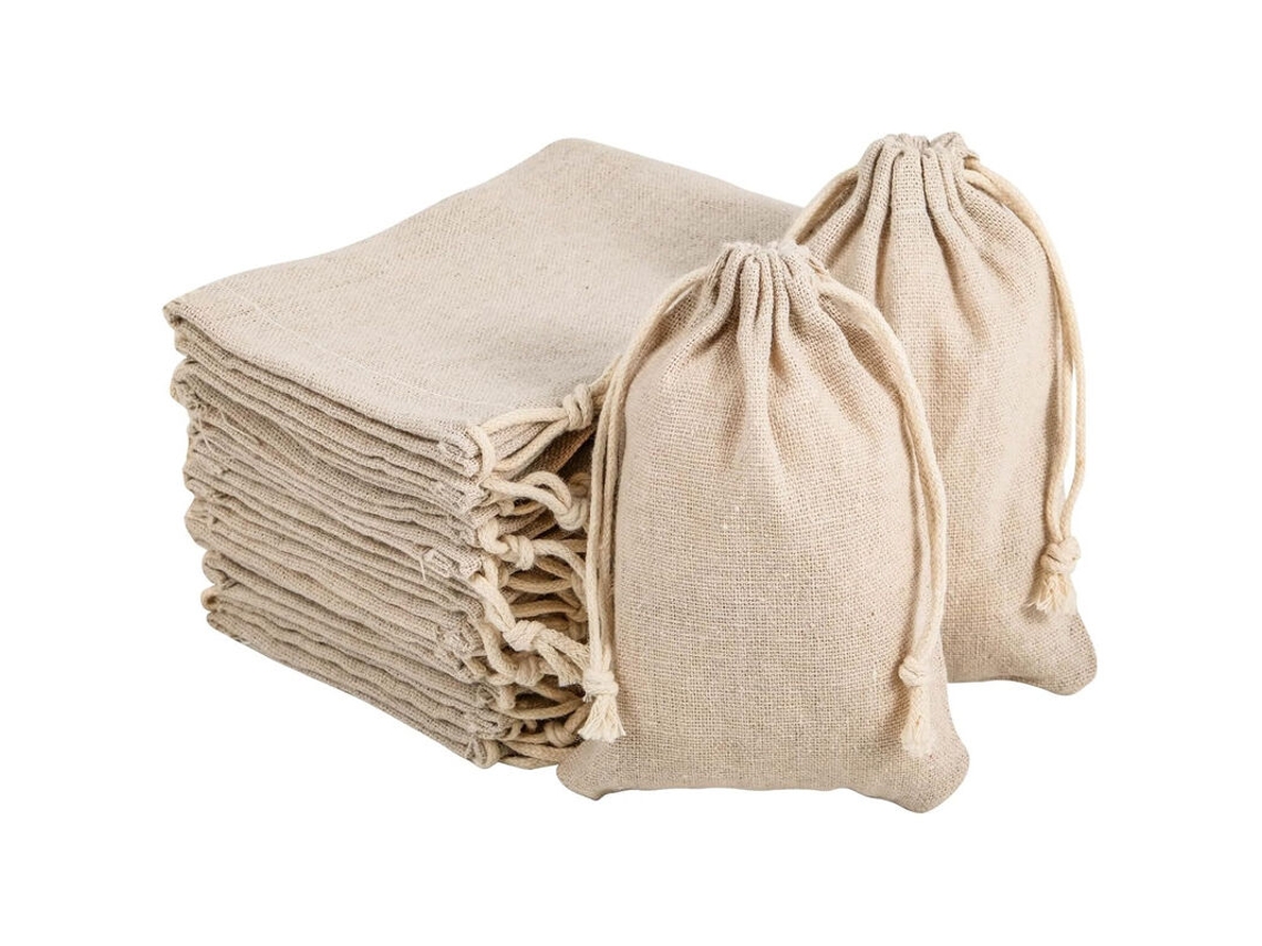 Conjunto De 50 Sacos Filtro Algodão, 10×12cm, Reutilizáveis, Em Tecido Juta, Com Design Corda Para Carne Seca, Ideais Infusão Chá, Temperos,