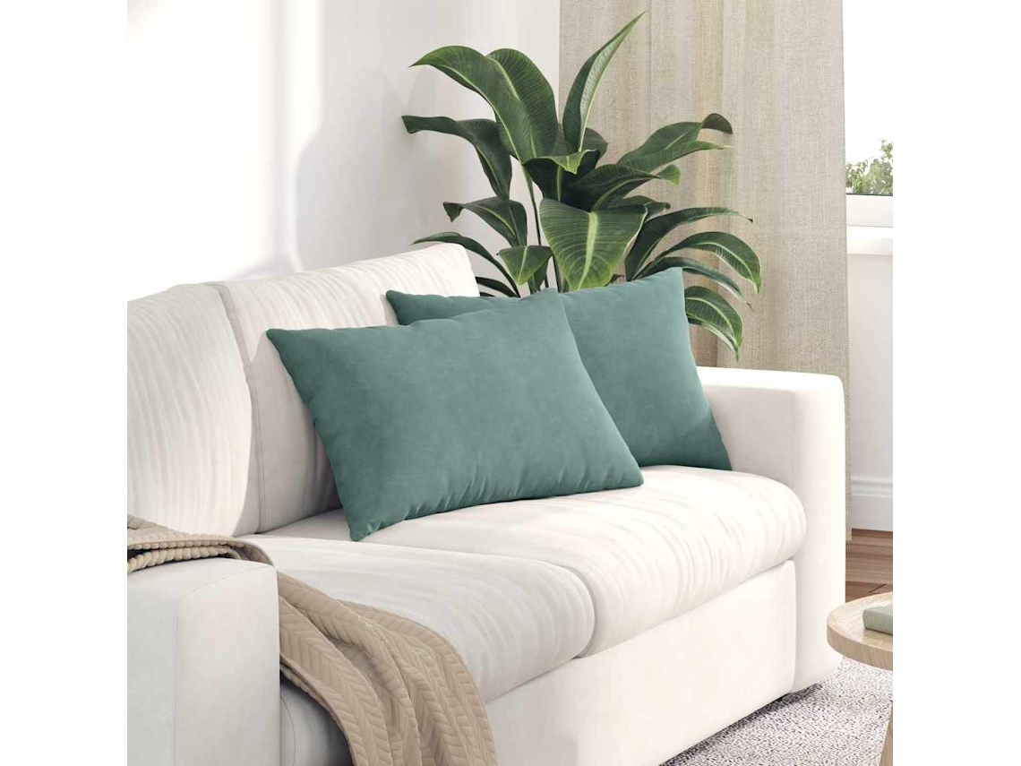 Vidaxl Travesseiros De Sofá 2 Pcs Verde Do Mar 60 X 40 Cm