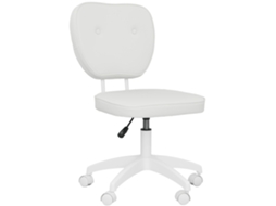 Cadeira de escritório estofada, altura ajustável, sem braços, 92cm, branco S/MARCA