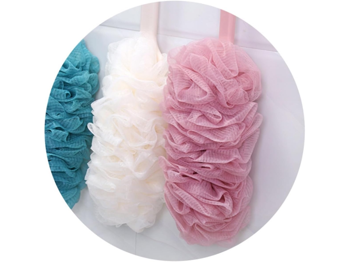 Conjunto De 3 Escovas Banho Iplusmile Com Cabo Longo, Nas Cores Branca, Azul E Rosa, Feitas De Pe, Para Massagem