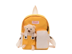 Mochila Escolar, Unissex, Infantil, Estampa De Animais, Cor Amarela