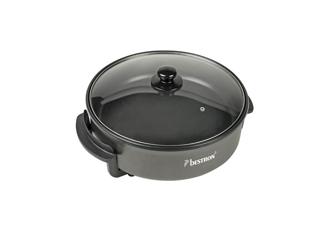 Panela Elétrica Multifuncional Xl para Paella/Pizza? 40Cm com Termostato Removível 1500W na Cor Preta Ahp1800Z BESTRON