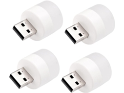Conjunto De 4 Mini Luminárias Led Portáteis Redondas Com Luz Quente,