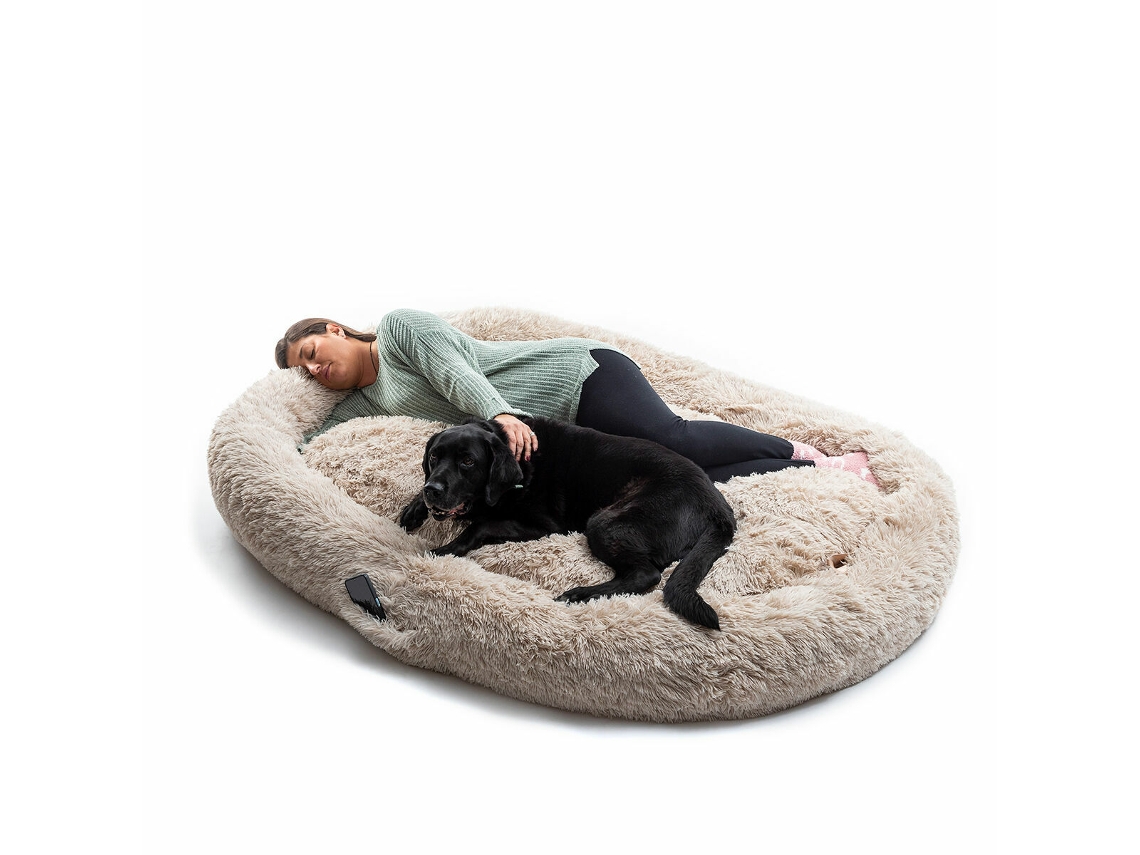 InnovaGoods Cama XXL para Pessoas e Animais de Estimação, Ninho Familiar anti-stress, relaxamento e descanso. Bege