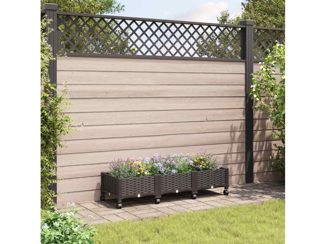 Vidaxl Vaso De Jardim Com Rodas Castanho 120 X 40 X 29 Cm Pp
