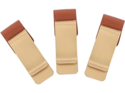 Conjunto de 3 peças Solustre de clipes e organizadores de papel para carteira escolar, estilo retrô, em aço inoxidável e couro.