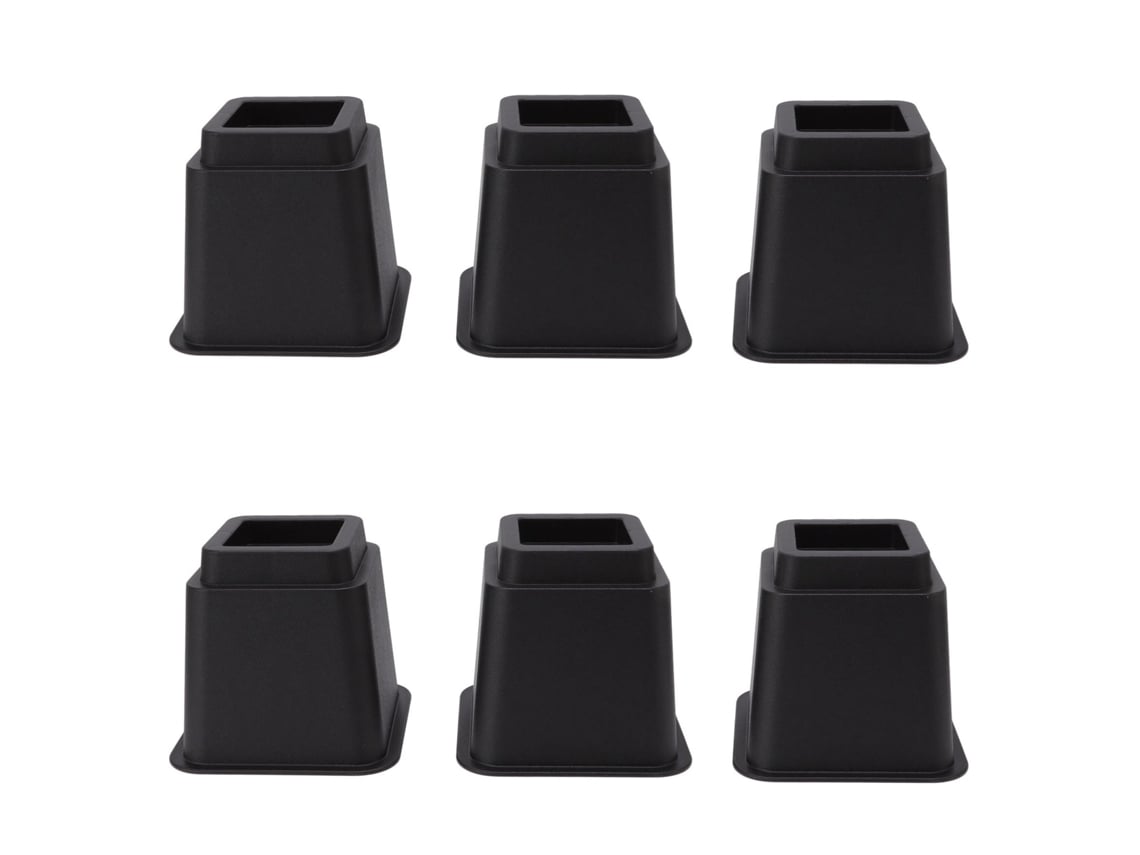 6pcs Elevadores de Móveis 5 Polegadas Plástico Preto Ergonomico para Cama Sofa Poltrona Home Office | S/MARCA