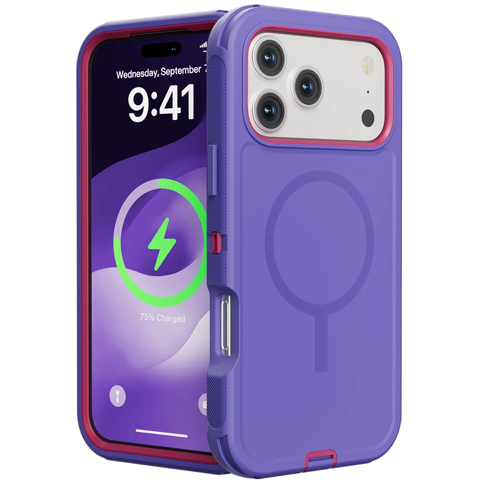 Capa Para Celular (roxa, Iphone 16 Pro Max), Suporte Magnético Magsafe, Capa Protetora À Prova De Choque.