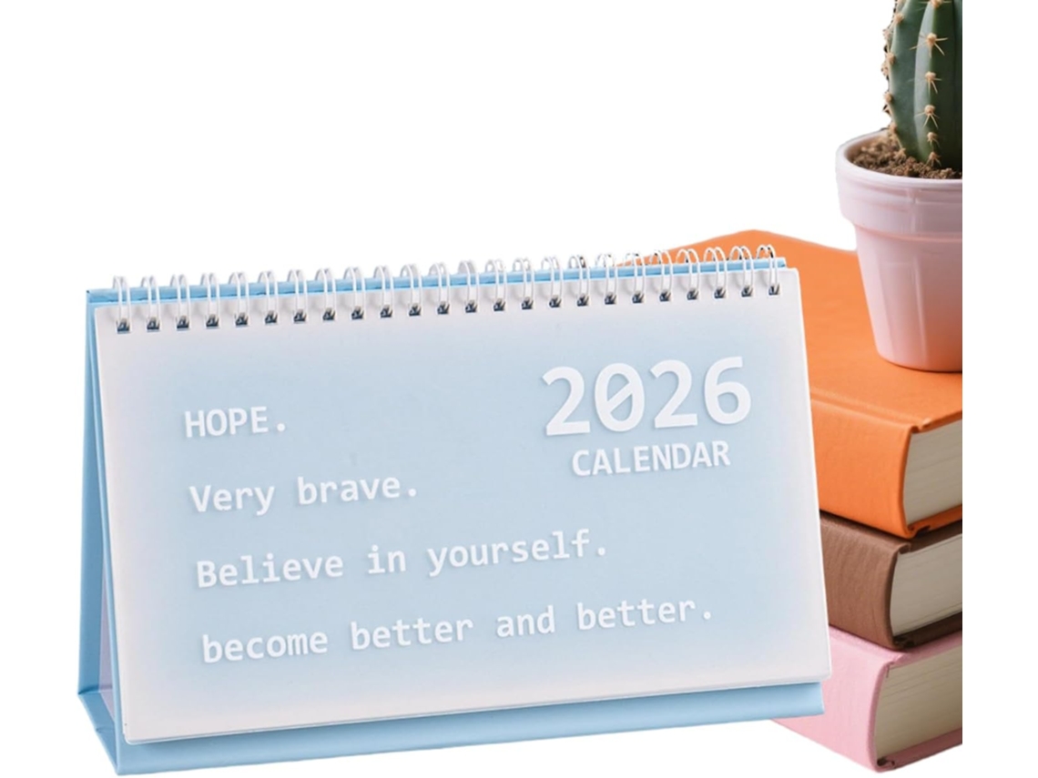 Calendário de mesa portátil estilo coreano 2026, planejador mensal.