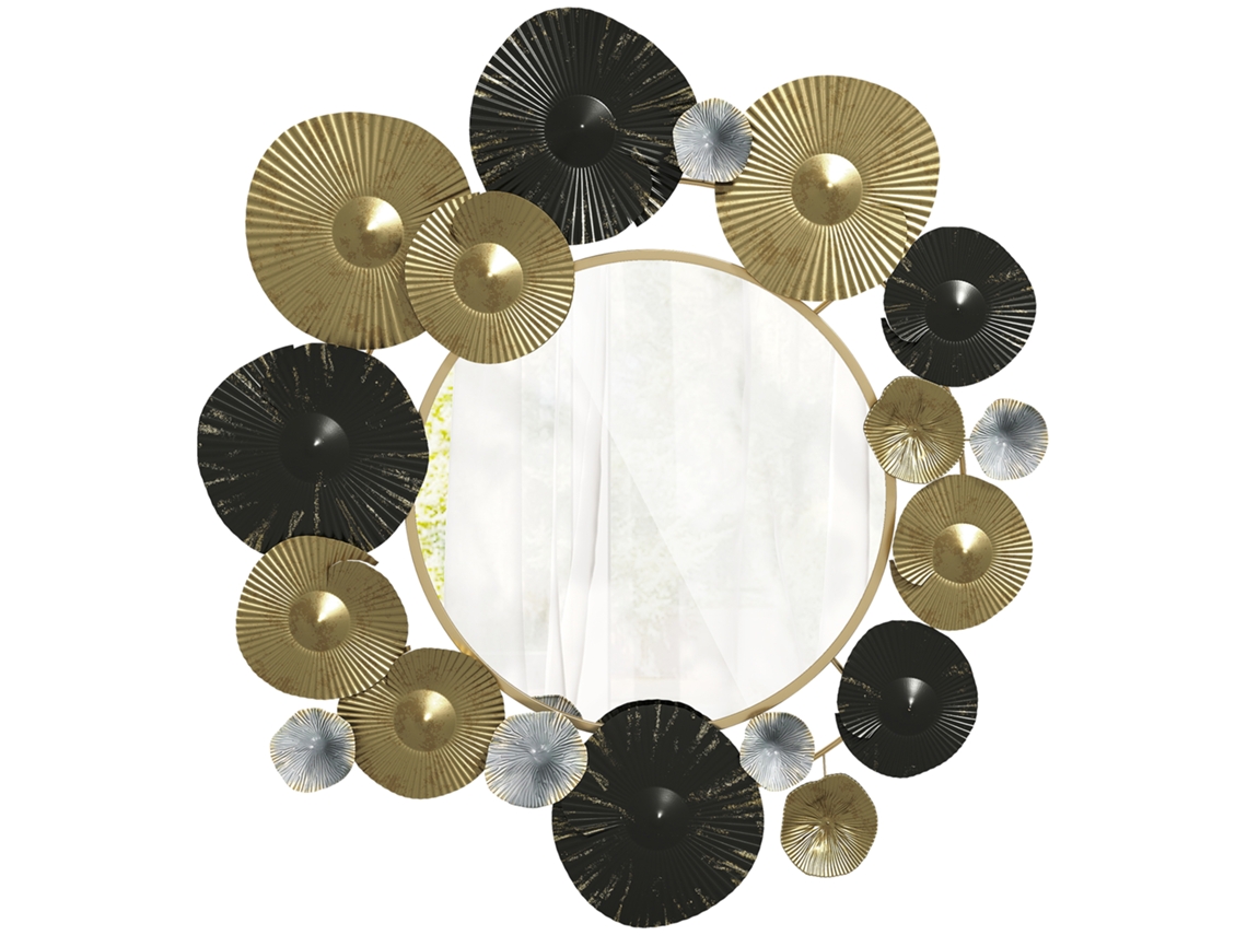 Espelho Decorativo de Parede Metal Cor Dourado e Preto 84x4x84 cm Homcom