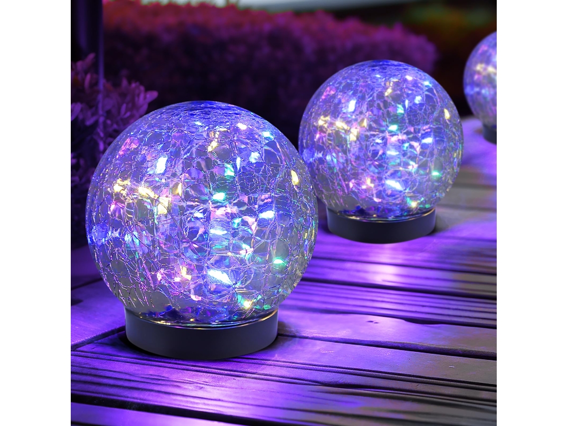 Lâmpadas Solares De Exterior À Prova Dágua Bolas Solares De Vidro Rachado Orbes Solares Para Decoração De Jardim,terraço,pátio E Quintal Btforus