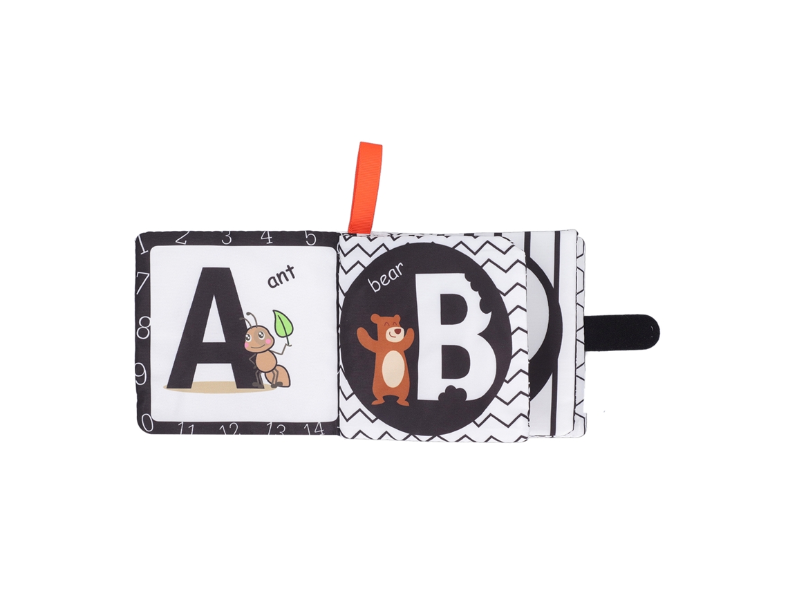 Primerox livro de Tecido para Bebê Preto e Branco com Papel Ruidoso Brincando Educativo Infantil