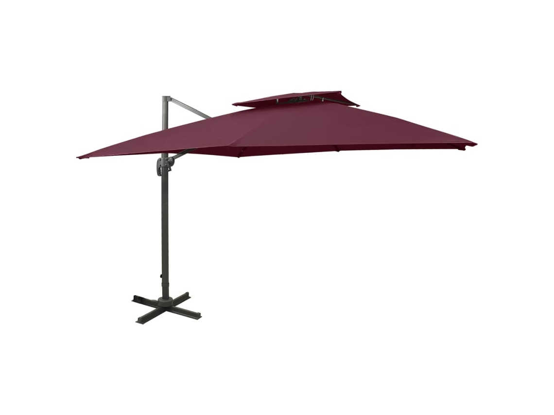Vidaxl Guarda-sol De Jardim Cantilever C/ Toldo Duplo 300x300 Cm Bordô