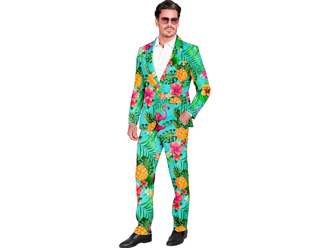 Terno de festa engraçado turquesa tropical masculino