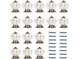 Puxadores de Cerâmica Branca e Dourada com Parafusos, Formato Abóbora, 3,6x3,9cm BRILVIBERA