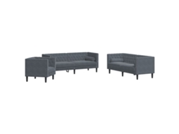 Conjunto de Sofás MAISON EXCLUSIVE 3 Pcs Chesterfield com Rolos em Veludo Cinza escuro