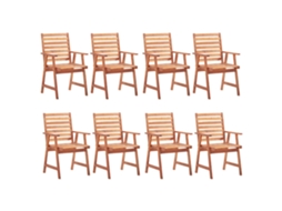 Maison Exclusive - Cadeiras De Jantar P/ Jardim 8 Pcs C/ Almofadões Acácia Maciça
