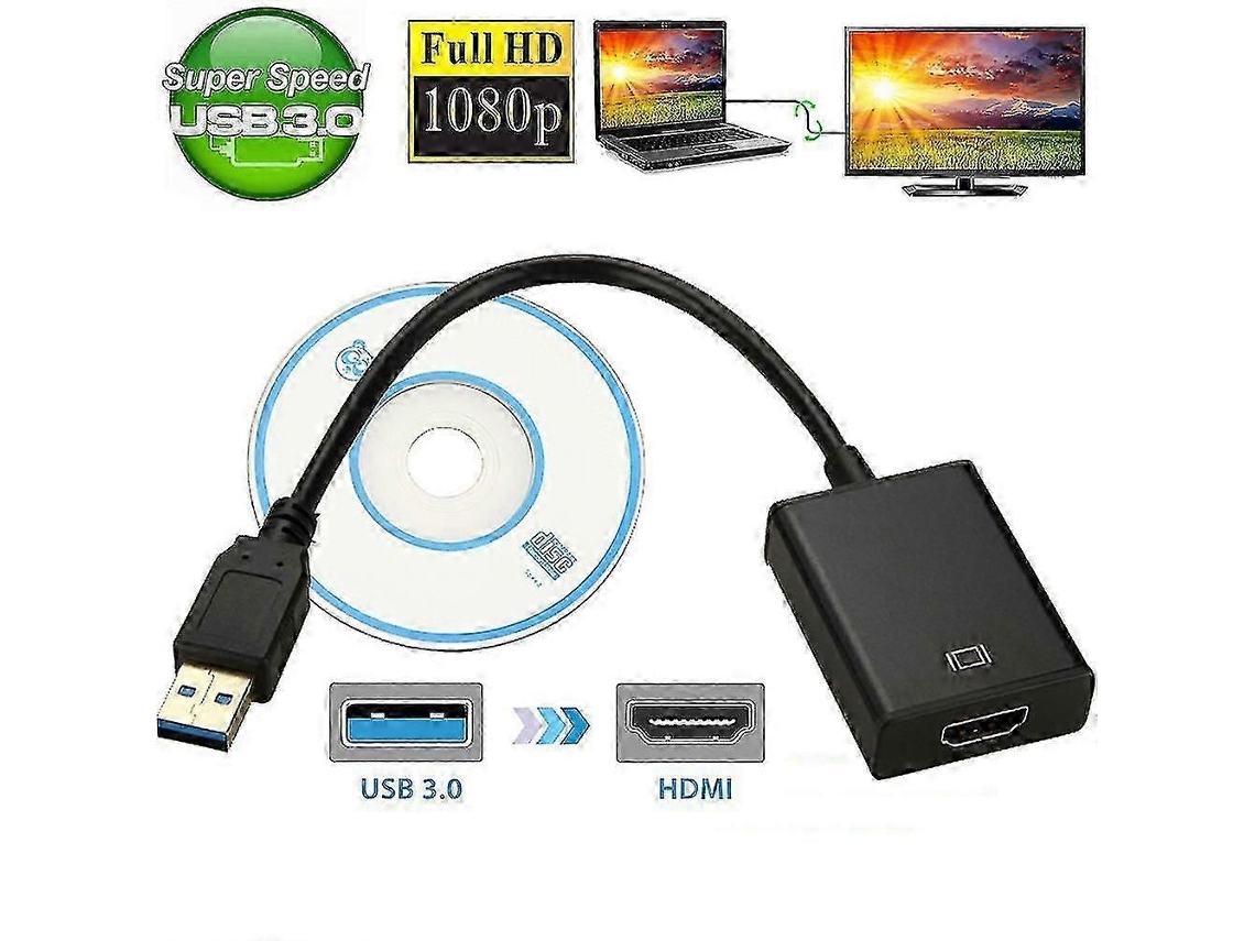 Cabo Adaptador Conversor De Áudio E Vídeo Usb 3.0 Para Hdmi Compatível Com Pc Windows 7/8/10 1080p Aquaforge