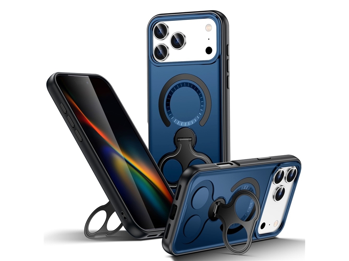 Capa Para Iphone 17 Pro Max Com Suporte Magsafe De Dois Orifícios - Azul