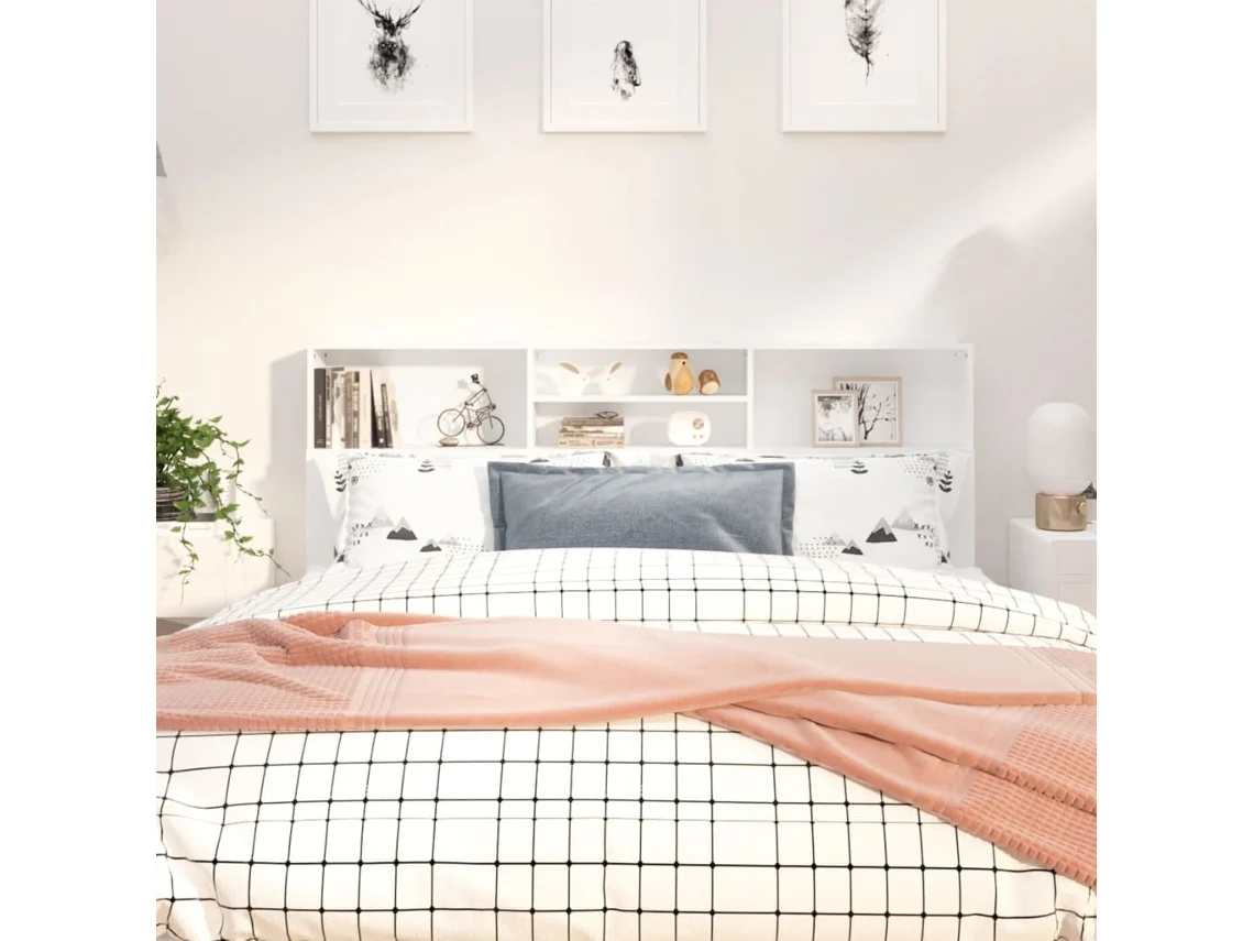 Vidaxl Armário De Cabeceira 180x19x103,5 Cm Branco