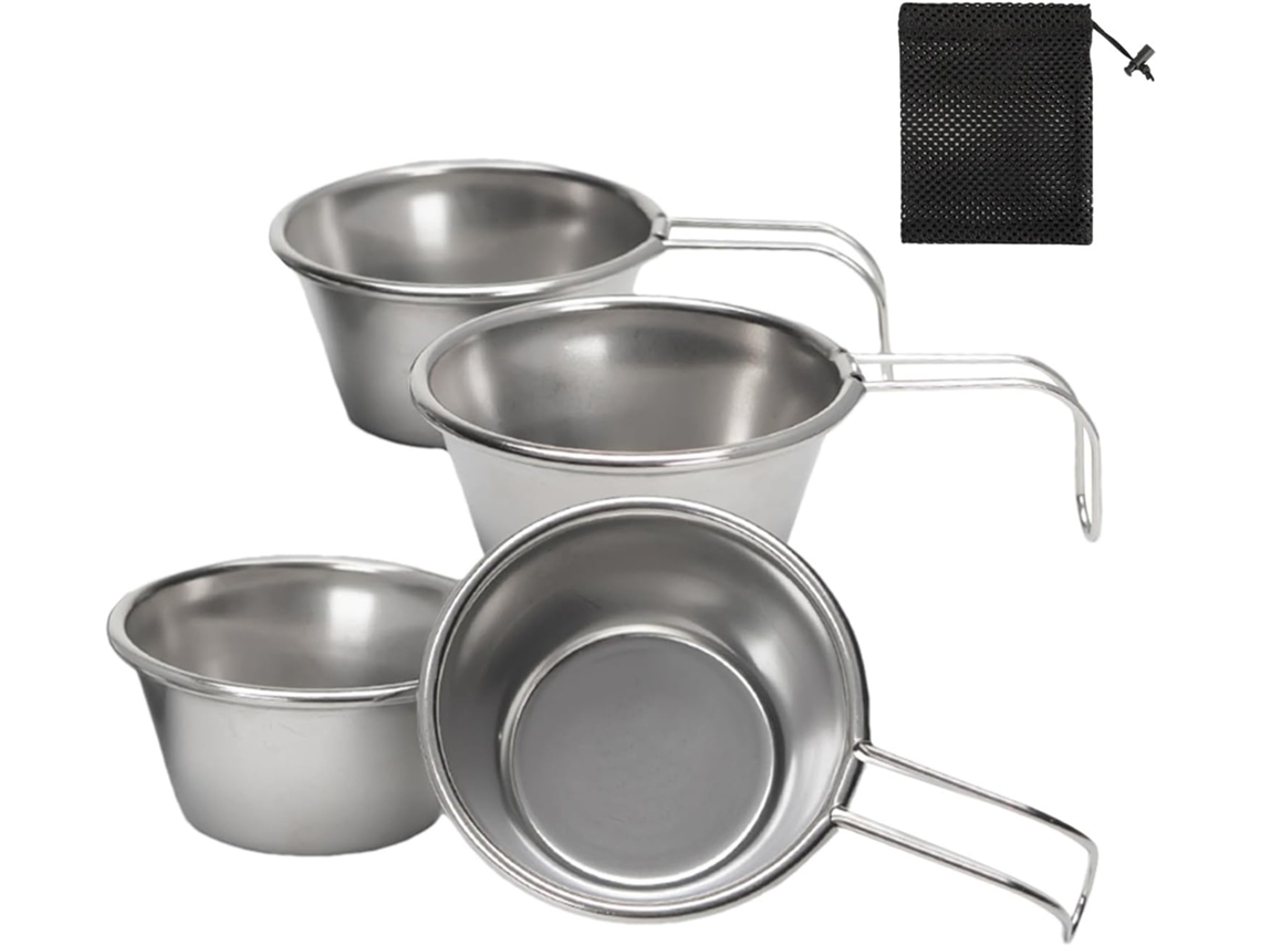 Lurelia Copos Mini Em Aço Inoxidável 50 Ml Pack 4, Chá E Vinho Portátil Para Camping E Piqueniques