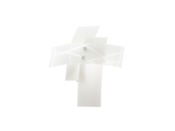 Frida - Aplique E14 De 2 Luzes Em Vidro Branco Acetinado - Estrutura Cromada, Design Cruzado Moderno, Ip20, Máx. 2x42w, Sem Lâmpadas