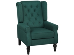 Elegante Poltrona De Encosto Alto Com Assento Grosso E Estofado E Capa Removível. Dimensões: 74 X 86 X 102 Cm. Verde Escuro.