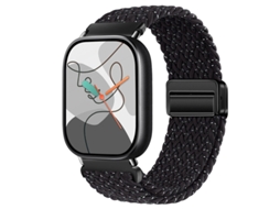 Pulseira magnética de nylon para Xiaomi Mi Band 10 Pro, Huawei Fit 3, 4, 5, 4 Pro, 5 Pro, Redmi Watch 6 - preta