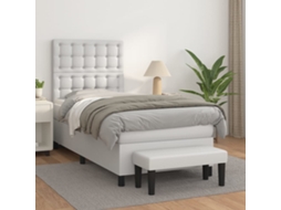 Cama Com Molas/colchão 80x200 Cm Couro Artificial Branco