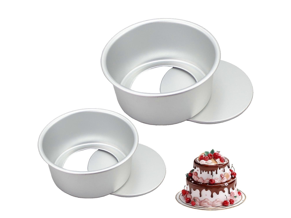Conjunto De 2 Formas Redondas E Fundas De Alumínio Para Bolo, Com Fundo Removível, 10 E 15 Cm, Antiaderentes, Ideais Para Bolos De Casamento E Anivers
