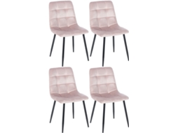 Conjunto De 4 Cadeiras De Jantar Tilde Rosa/veludo Clp