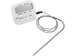 Termômetro Digital De Cozinha Para Carnes E Alimentos, Com Sonda, Temporizador E Alarme, Visor Lcd
