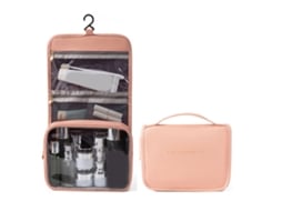 Bolsa de nécessaires portátil impermeável com grande capacidade para cosméticos e viagem rosa S/MARCA