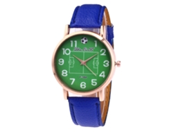 Reloj De Cuero De Grano Lichi Unisex Impermeable De Cuarzo Azul