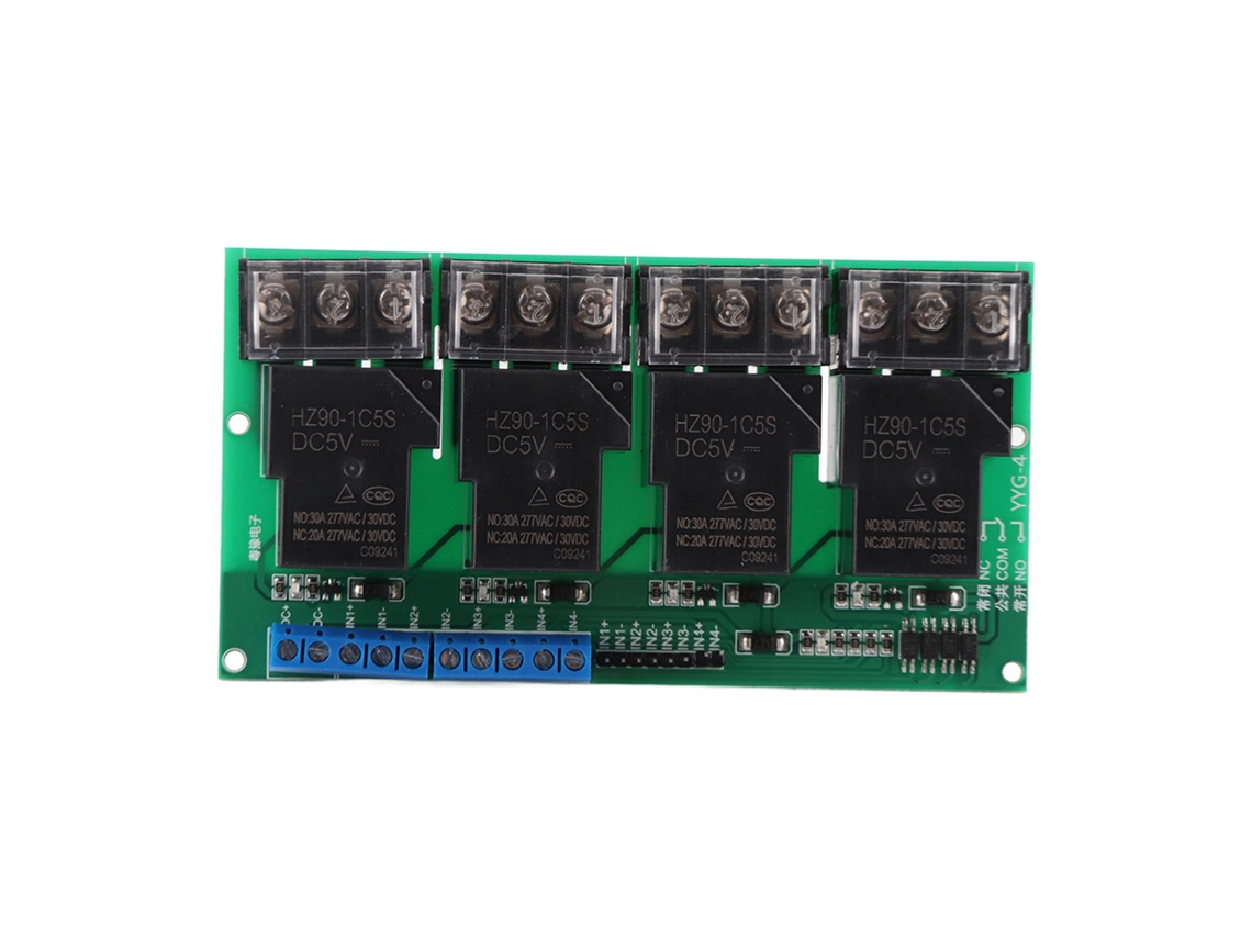 Módulo de Relé de Quatro Vias 30A YURU com Isolamento Optoacoplador para Painel Dc5V