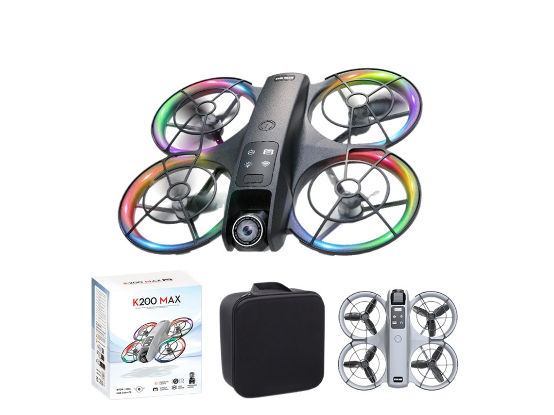 Drone Mini K200 Max 4k Profissional Hd Com Câmara Dupla Fpv E Ecrã De 4,5 Polegadas Para Comando 2 Baterias Preto Bestvite