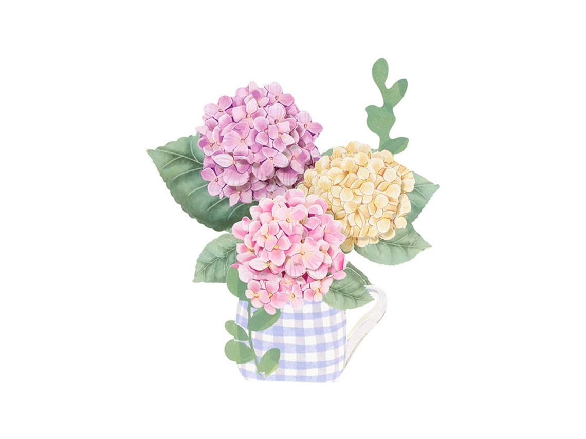 Cartão 3d de Felicitações LAXISCREED com Hortênsias para o Dia da Mãe