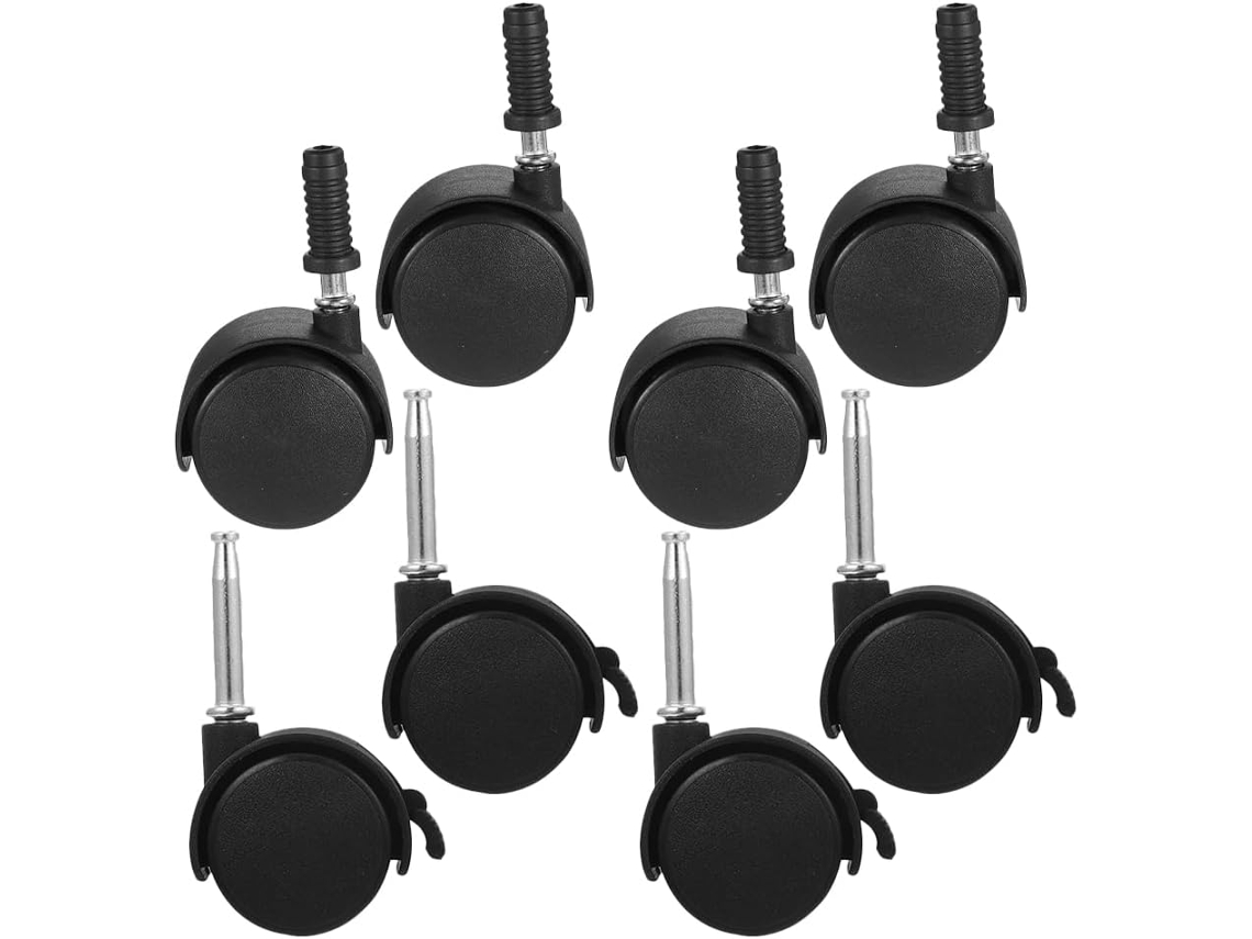 Conjunto De 8 Rodízios Para Móveis Escritório, Em Abs E Ferro, Pretos