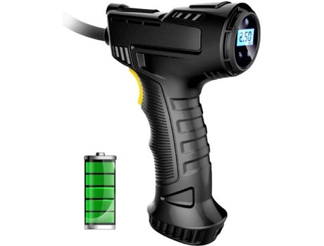 Bomba de ar elétrica portátil sem fio, compressor automático, display digital, teste de pressão recarregável, desligamento automático, preto SURENHAP