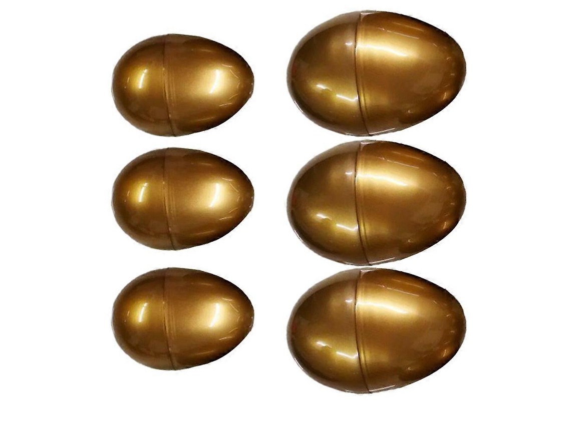 Rebe 6 Ovos de Páscoa Metálicos Diy Presente Adornos Festa de Páscoa Material Pp Durável Reutilizável 5,5 X 7,5 Cm Dorado