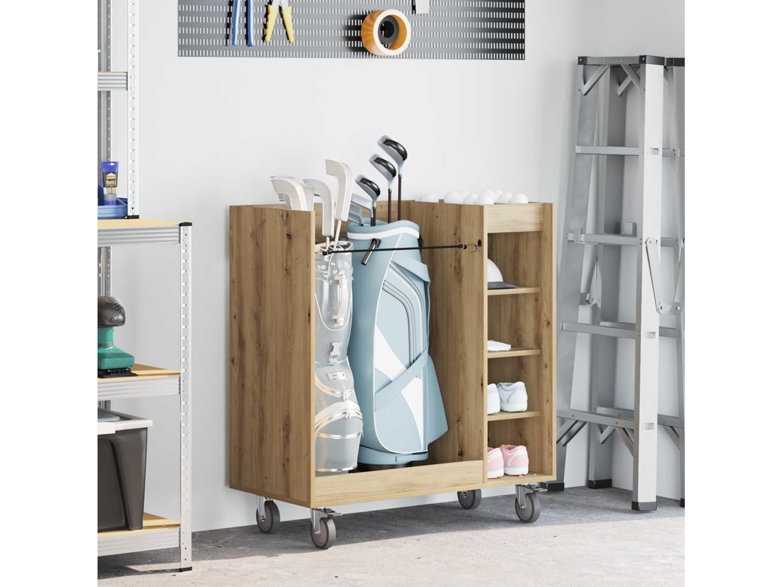 Vidaxl Armário De Golfe Com Roda Carvalho Artesanal 90 X 45 X 98 Cm