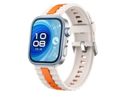 Bracelete Para Huawei Watch Fit 4 Pro / Fit 4 / Fit 3 - Silicone Bicolor - Listras Verticais Starlight + Laranja
