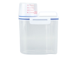 Barril para armazenamento de arroz e grãos, recipiente hermético com espeto e copo medidor de 1,5 kg, branco