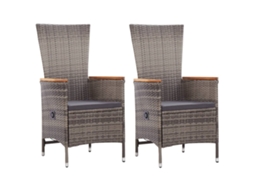 Vidaxl Cadeiras De Exterior 2 Pcs Com Almofadões Vime Pe Cinzento