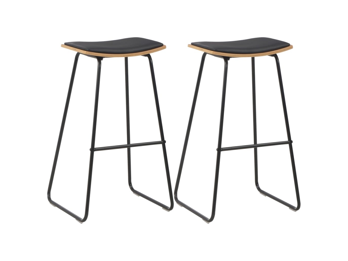 Vidaxl Bancos De Bar 2 Pcs Couro Artificial Preto