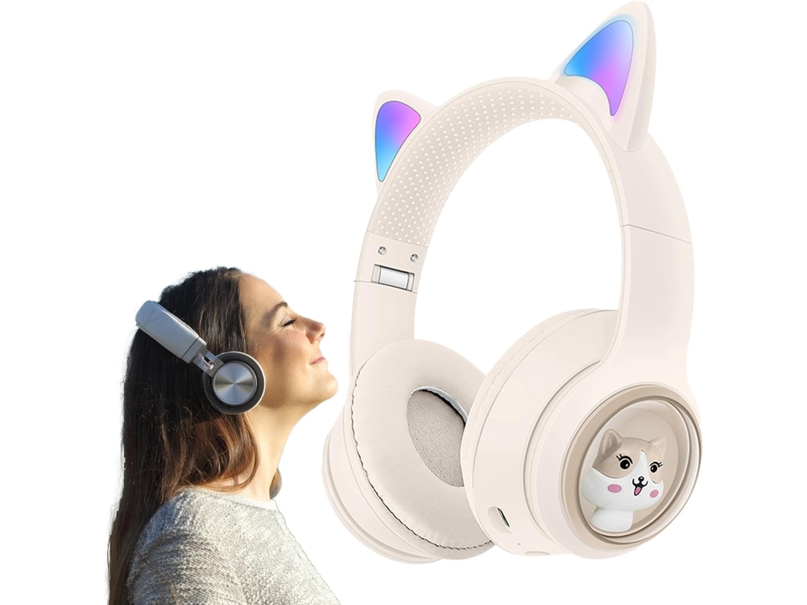 Fones De Ouvido Sem Fio Com Orelhas Gato, Dobráveis E Supra Auriculares