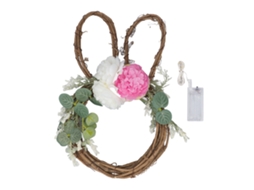 Coroa De Coelho Da Páscoa Com Luzes Para Decoração De Porta De Casa