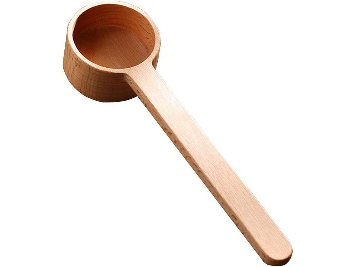 Colher de Madeira Nova Line para café, chá, farinha, temperos, com cabo longo
