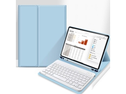Capa De Couro Azul Celeste Teclado Bluetooth Quadrado Totalmente Branco, Para Ipad Air 5/air 4 De 10,9 Polegadas. Yunzii